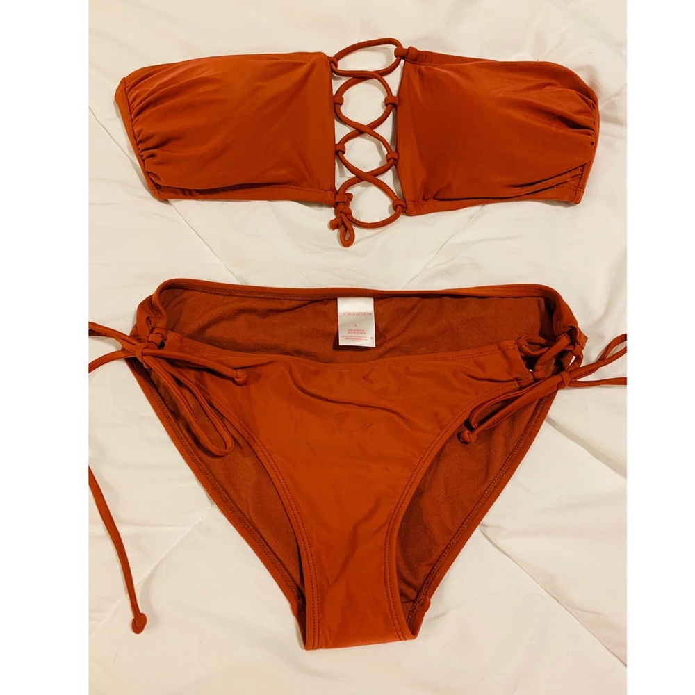 New Large Xhilaration Bandeau Bikini- Terracotta
